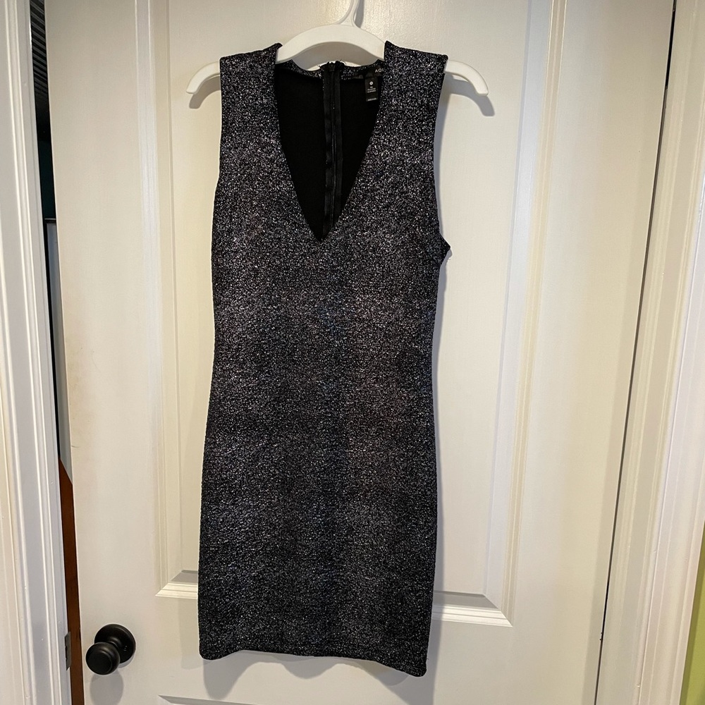 Black aqua sparkle dress